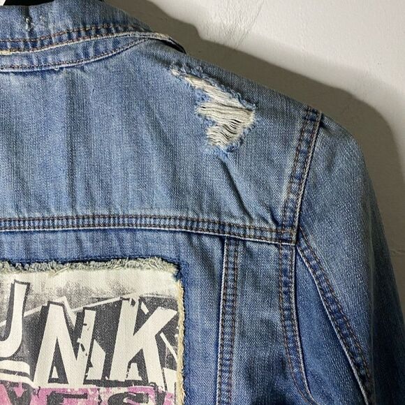 Bethany Mota Distressed Denim Punk Lives Jean Jacket - Picture 12 of 14